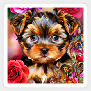 Cute Yorkie Puppy Sticker